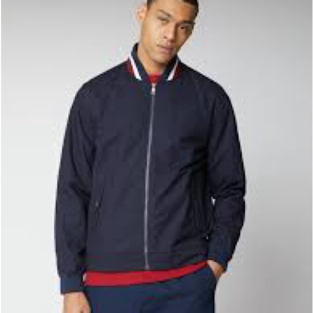 Ben Sherman Ripstop Bomber Jacket with Red and White Accents medium